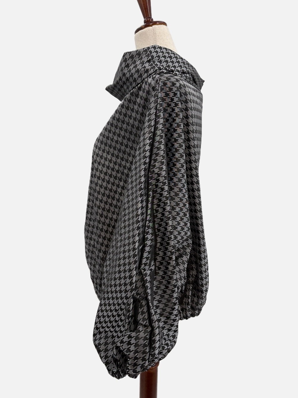 Bryn Walker Giovanna Houndstooth Jacquard Balloon Sleeve Top Size XL Lagenlook - Picture 3 of 8